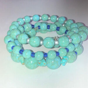 Ali-Khan New York Turquoise Color Beaded Boho Wrap Bracelet